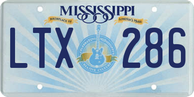 MS license plate LTX286