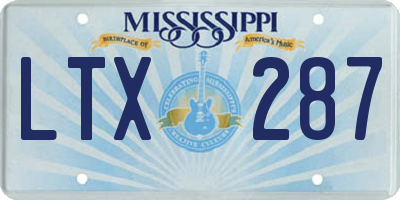 MS license plate LTX287