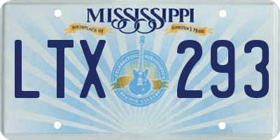 MS license plate LTX293