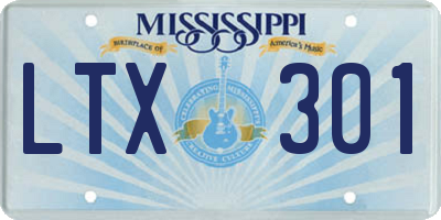 MS license plate LTX301