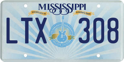 MS license plate LTX308