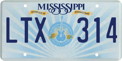 MS license plate LTX314