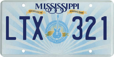 MS license plate LTX321