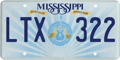 MS license plate LTX322