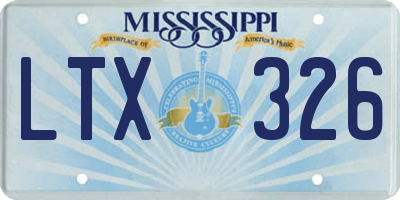 MS license plate LTX326