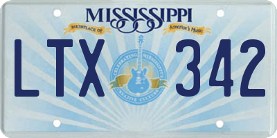 MS license plate LTX342