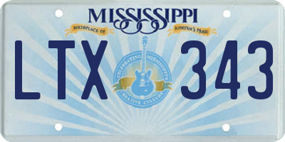 MS license plate LTX343
