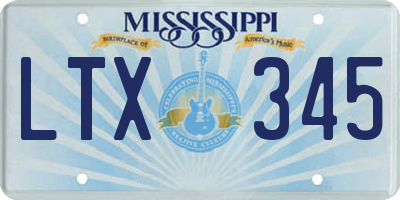 MS license plate LTX345