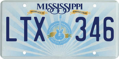 MS license plate LTX346