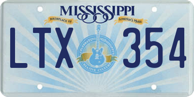 MS license plate LTX354