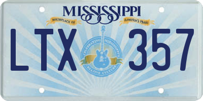 MS license plate LTX357