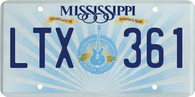 MS license plate LTX361