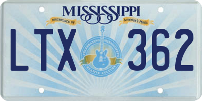 MS license plate LTX362