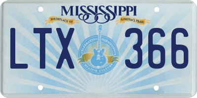 MS license plate LTX366