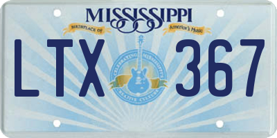 MS license plate LTX367