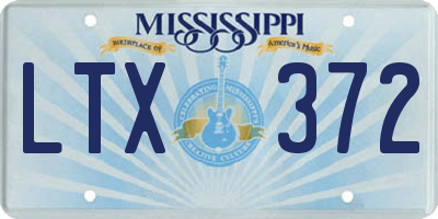MS license plate LTX372