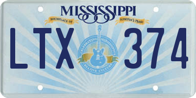 MS license plate LTX374