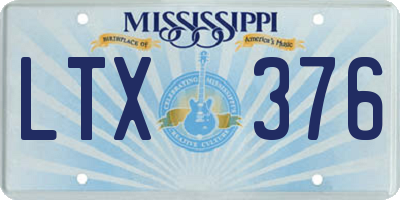 MS license plate LTX376