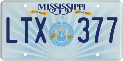 MS license plate LTX377