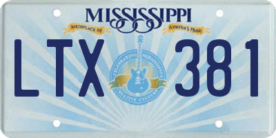 MS license plate LTX381