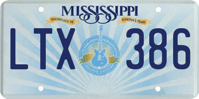 MS license plate LTX386