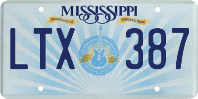 MS license plate LTX387