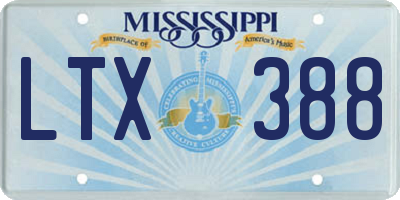 MS license plate LTX388