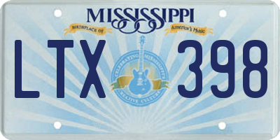 MS license plate LTX398