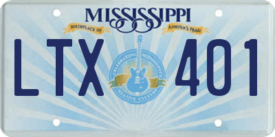 MS license plate LTX401
