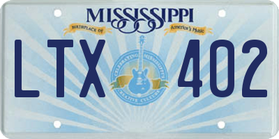MS license plate LTX402