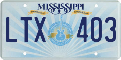 MS license plate LTX403