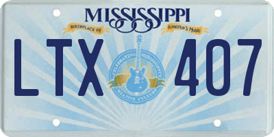 MS license plate LTX407