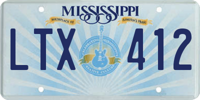 MS license plate LTX412