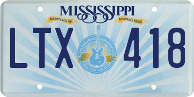 MS license plate LTX418