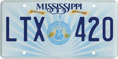 MS license plate LTX420