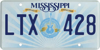 MS license plate LTX428