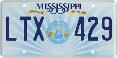MS license plate LTX429