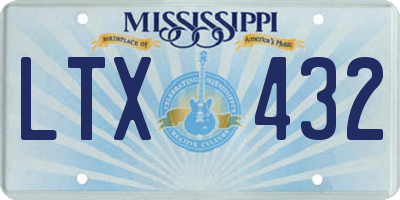 MS license plate LTX432
