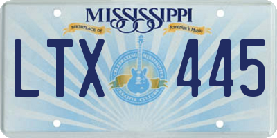 MS license plate LTX445