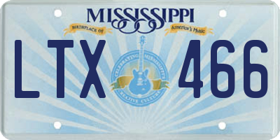 MS license plate LTX466