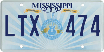 MS license plate LTX474