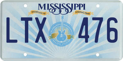 MS license plate LTX476