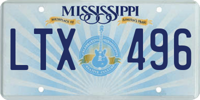 MS license plate LTX496