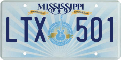 MS license plate LTX501