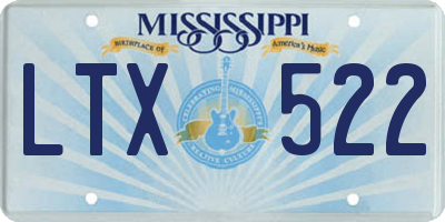 MS license plate LTX522