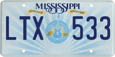 MS license plate LTX533