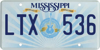 MS license plate LTX536