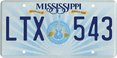 MS license plate LTX543