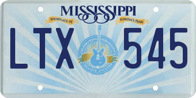 MS license plate LTX545