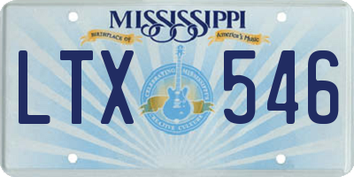 MS license plate LTX546
